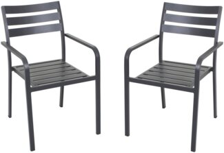 2x Garden Pleasure Alu Gartenstuhl Garten Stuhl Sessel Terrasse Möbel anthrazit