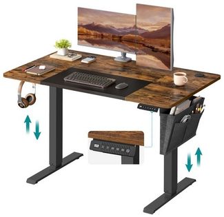 SONGMICS Schreibtisch, elektrisch höhenverstellbar 72-120 cm, mit Memory-Funktion, Vintagebraun-Schwarz, 72 x 60 x 120 cm