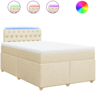 vidaXL Boxspringbett mit Matratze Creme 120x200 cm Stoff 3288959