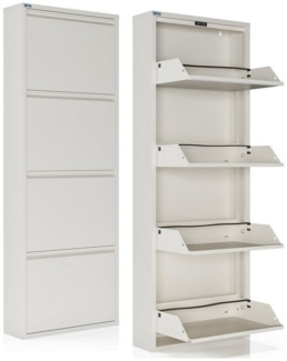 Kaufexpress GmbH Schuhschrank Metall-Schuhregal mit 4 Klappen – schmal, platzsparend & montiert Modern, robust & platzsparend – ideal für Flur, Diele oder Garderobe