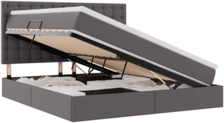 vidaXL Aufbewahrungsbett mit Matratze Grau 180x200 cm Kunstleder 3371679