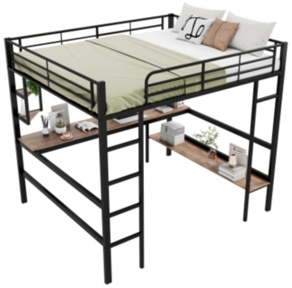 TavilaEcon Hochbett Kinderbett Jugendbett mit L-förmigem Schreibtisch und einem Regal 90x200 cm