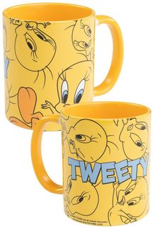 United Labels® Tasse Looney Tunes Tasse Tweety allover Kaffeetasse Becher 320 ml, Keramik