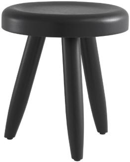 Casa Padrino Luxus Sitzhocker Schwarz Ø 31 x H. 34 cm - Massivholz Hocker - Runder Mindi Holz Sitzhocker - Luxus Möbel