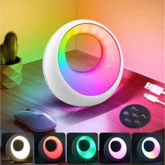 BlingBin LED Nachtlicht Nachttischlampe Dimmbare Atmosphärenlampe LED Tischlampe, mit Fernbedienung, LED fest integriert, Farbwechsler, Touch Dimmbar mit RGB Farbwechsel und 3 Modi