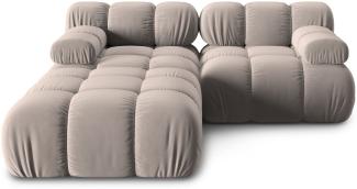 Micadoni Modulares Sofa Bellis 3-Sitzer mit flachem Modul Samtstoff Beige