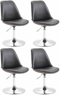 CLP 4er Set Esszimmerstühle Maverick Kunstleder drehbar und stufenlos verstellbar,schwarz chrom