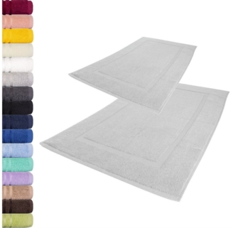 Lavea Badematte Elena, Höhe 3 mm, 2 Stück, Höhe 3 mm, 50x80 cm, strapazierfähiger Badvorleger, beidseitig nutzbar, Baumwolle, rechteckig, pflegeleichte & saugstarker Duschvorleger, Fußbodenheizungen geeignet