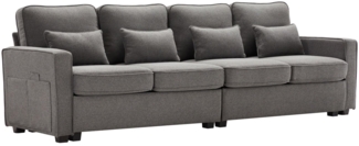 SeedWave Big-Sofa 4-Sitzer großes Sofa, 264cm breites Leinen-Polstersofa, Recamiere mit vier Lendenkissen,Big Sofa Für das Wohnzimmer