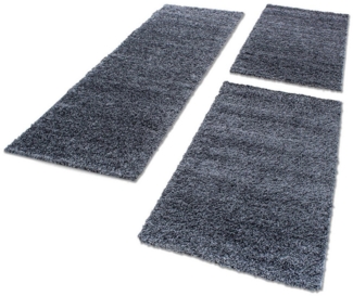 Carpettex Hochflor-Bettumrandung Unicolor - Einfarbig, Höhe 30 mm, (Bett-Set, 3-tlg, Bettvorlage), Schlafzimmer Teppich Bettumrandung Läufer Set 3 teilig