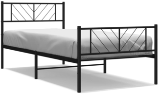 vidaXL Bettgestell mit Kopf- und Fußteil, Metall, Schwarz, 100x190 cm