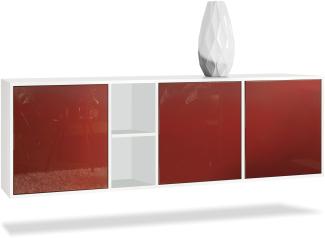 Vladon Kommode Cuba - Weiß matt/Bordeaux Hochglanz - Modernes Sideboard für Ihr Wohnbereich - (BxHxT) 182x53x35 cm