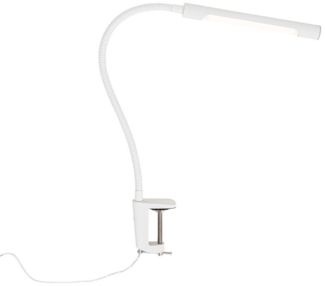 Qazqa Tischleuchte Lionard, LED fest integriert, (nicht austauschbare) LED, Weiß, Modern, Stahl, 1-flammig