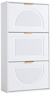 autolock Schuhkipper Schuhschrank Schmal mit 3 Klappen 60 x 24 x 114cm, Weiss Schuhkommode für Flur Wohnzimmer Diele Diele