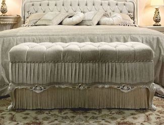 Casa Padrino Luxus Barock Sitzbank Weiß / Gold 132 cm - Barock Möbel - Made in Italy