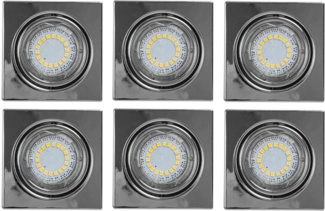 6x LED Einbaustrahler, Metall, chrom, D 9 cm