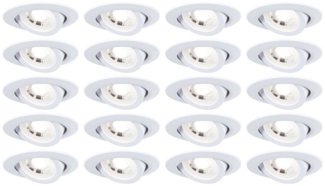 Paulmann 99997 LED Einbauleuchten 20er-Set schwenkbar 3000K Weiß
