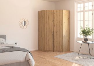 OTTO home Eckkleiderschrank Kleiderschrank Schrank Ankleidezimmer Schlafzimmer Garderobe AGORDO (in zwei Griff-Farben, Breite/Tiefe 117x117 cm, Höhen 210/229 cm) voll ausgestattet mit großzügigem Stauraum, 2 Höhen MADE IN GERMANY