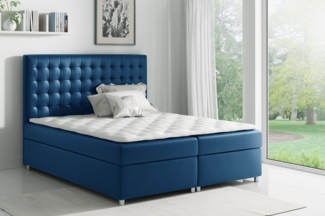 99rooms Fortuna Boxspringbett Velours 120x200 cm Dunkelblau