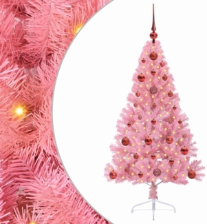 vidaXL Künstlicher vorbeleuchteter Weihnachtsbaum Rosa 120 cm PVC 3397050