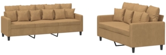 vidaXL 2-tlg. Sofagarnitur mit Kissen Braun Samt 3201727