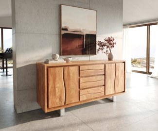 Sideboard Live-Edge 170 cm Akazie natur 3 Schübe 4 Türen