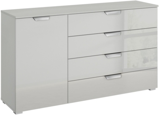 Kommode Antigua / Aditio-C , Glas, Holzwerkstoff, Kunststoff , Grau , 140 x 81 x 42 cm