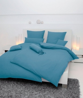 Hochwertige Janine Soft-Seersucker Bettwäsche PIANO | Verschiedene Grössen und Farben 155x220 /80x80 cm denimblau (52)