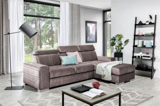 Ecksofa Schlafsofa NOLAN XS ink USB Stoff Monolith Pastellviolett Ottoman Rechts