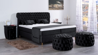 Meisterbetten Boxspringbett Lisa 200x200 in VS-Schwarz, Matratzenbezug Nano, Ergoflex-Topper