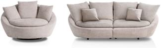 Bigsofa mit Drehsessel Moroni Sofa 280cm cremeweiß grauweiß mit Kissen