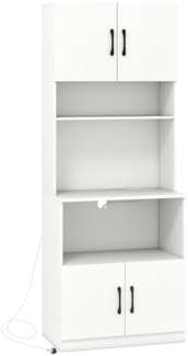 Vorratsschrank mit Steckdosen freistehende schmale Küchenvitrine mit 4 Türen Weiß