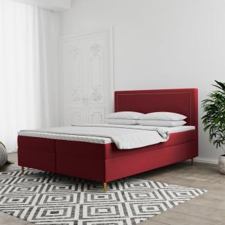 Boxspringbett Schlafzimmerbett LUCIEN 160x220cm in Stoff Soro Rot