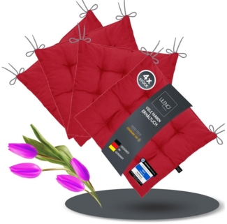 LILENO HOME Stuhlkissen Sitzkissen für Gartenstuhl, Küchenstuhl oder Esszimmerstuhl 40x40x6 cm, Bequeme Indoor u. Outdoor Stuhlauflage als Stuhl Kissen Weinrot