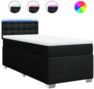 vidaXL Boxspringbett mit Matratze Schwarz 90x190 cm Stoff 3288059