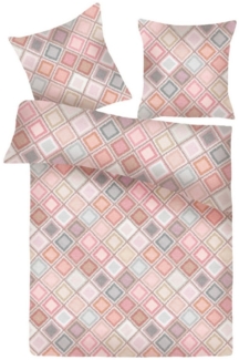 Bettwäsche 2-tlg ( Printempo ) - Öko-Tex - Bettbezug 135x200cm + Kissenbezug 80x80cm Bettdecken Set mit Reißverschluss, 100% Baumwolle