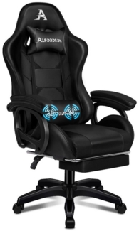 ALFORDSON Gaming-Stuhl mit Massage, verstellbar, PU-Leder, Schwarz