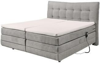 Boxspringbett MALU Stoff hellgrau TTFK mit Motor 180x200 cm