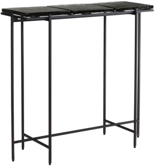 Konsolentisch Schwarz 90 x 29 x 85 cm Design Anrichte Glas Flur, Ablagetisch mit Metallgestell Schmal Modern, Flurtisch mit abnehmbaren Tischplatten, Dielentisch Lang Hoch