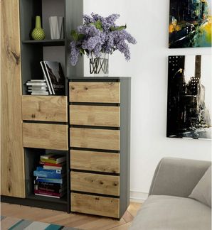 Raumhirsch Furniture Kommode mit 6 Schubladen 40 cm breit Holz Schrank, (viele Farbvarianten - Maße: 109 x 40 x 35 cm) - Hochwertig & stabil