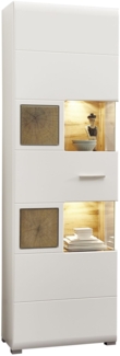 Vitrine Friedberg / Fun Plus , Glas, Holzwerkstoff , Weiß , 65 x 205 x 37 cm