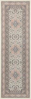 Orientalischer Kurzflor Teppich Parun Täbriz Creme Rosa - 80x250x0,9cm