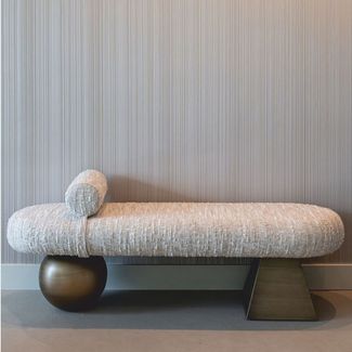 Casa Padrino Luxus Sitzbank Beige / Braun 148 cm - Luxus Hotel Möbel