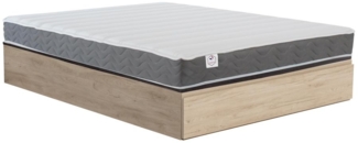 Set aus Bettgestell mit Bettkasten mit Schublade + Matratze - 160 x 200 cm - HD-Memory-Schaum & atmungsaktiver 3D-Stoff - Stärke 18 cm - Holzfarben hell - HEAVEN von DREAMEA