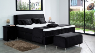 Meisterbetten Boxspringbett Mari 240x220 in VS-Schwarz, Matratzenbezug Mask, Ergoflex-Topper