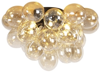 Qazqa Deckenleuchte Uvas, ohne Leuchtmittel, G9, Gold/Messing, Design, Glas, 6-flammig