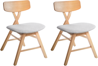 Esszimmerstuhl 2er Set LELAND Holz Hellbraun