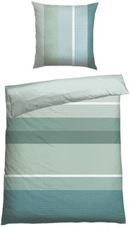 Schiesser Bettwäscheset Endy Stripes - Renforcé - 2-teilig - 155 x 220 cm - Grün
