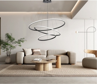 ibettertec Pendelleuchte LED Hängelampe Esstisch,LED Hängeleuchte Pendellampe Wohnzimmer, 65W, Lest integriert,Kreative 3 Ringe mit Strahler Deckenleuchte,Stufenlos dimmbare, Kaltes Weiß, Warmes Weiß, Neutrales Weiß, Höhenverstellbar,Dimmbar Hängeleuch...