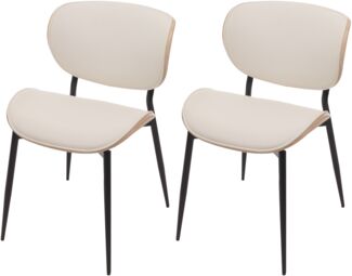 2er-Set Esszimmerstuhl HWC-O45, Stuhl, Bugholz Kunstleder 280g/m² Öko-Tex FSC® ~ natur, weiß